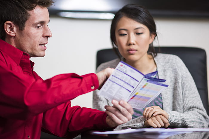 instructor with student viewing PALS material